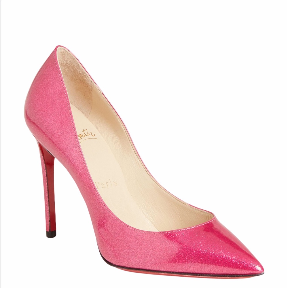 Christian Louboutin Pink Pointed-Toe Patent Leather Stiletto Pump